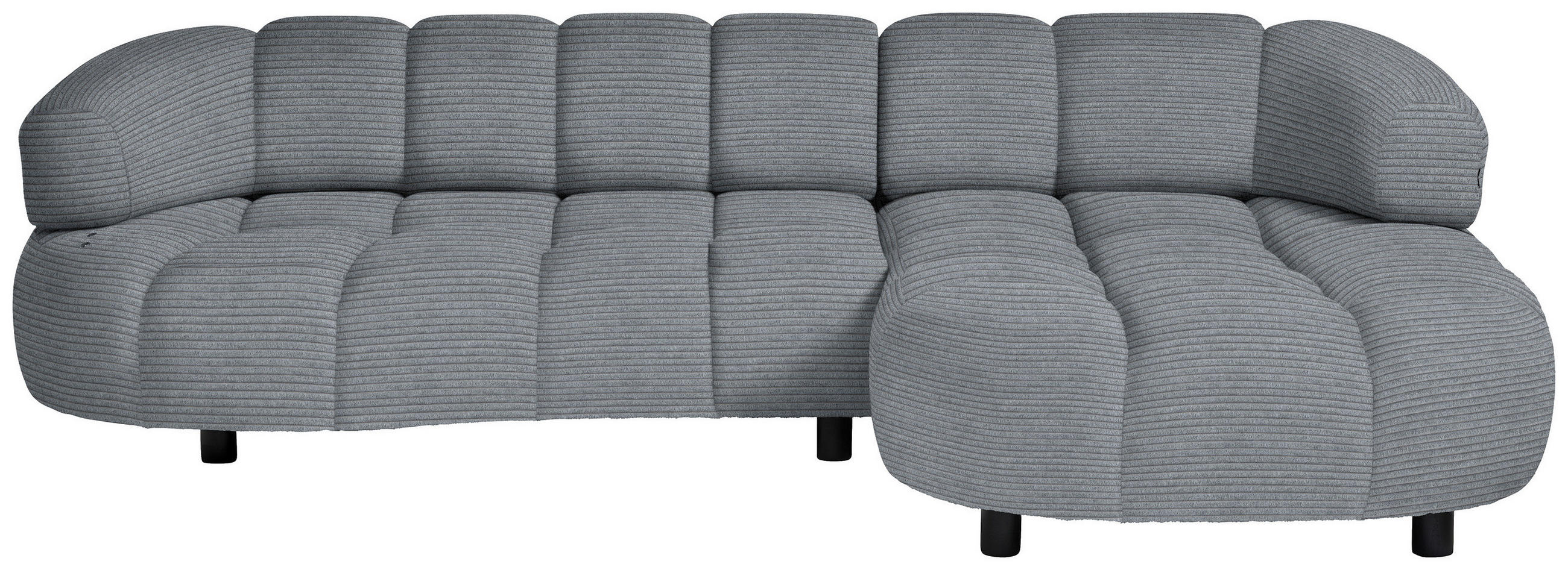 ECKSOFA in Cord, Velours Dunkelgrau  - Dunkelgrau/Schwarz, Design, Holz/Textil (284/183cm) - Welnova
