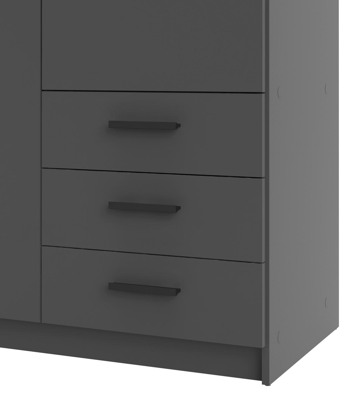 KLEIDERSCHRANK 98,5/200,4/49,8 cm 2-türig Grau  - Schwarz/Grau, Basics, Holzwerkstoff/Metall (98,5/200,4/49,8cm) - MID.YOU