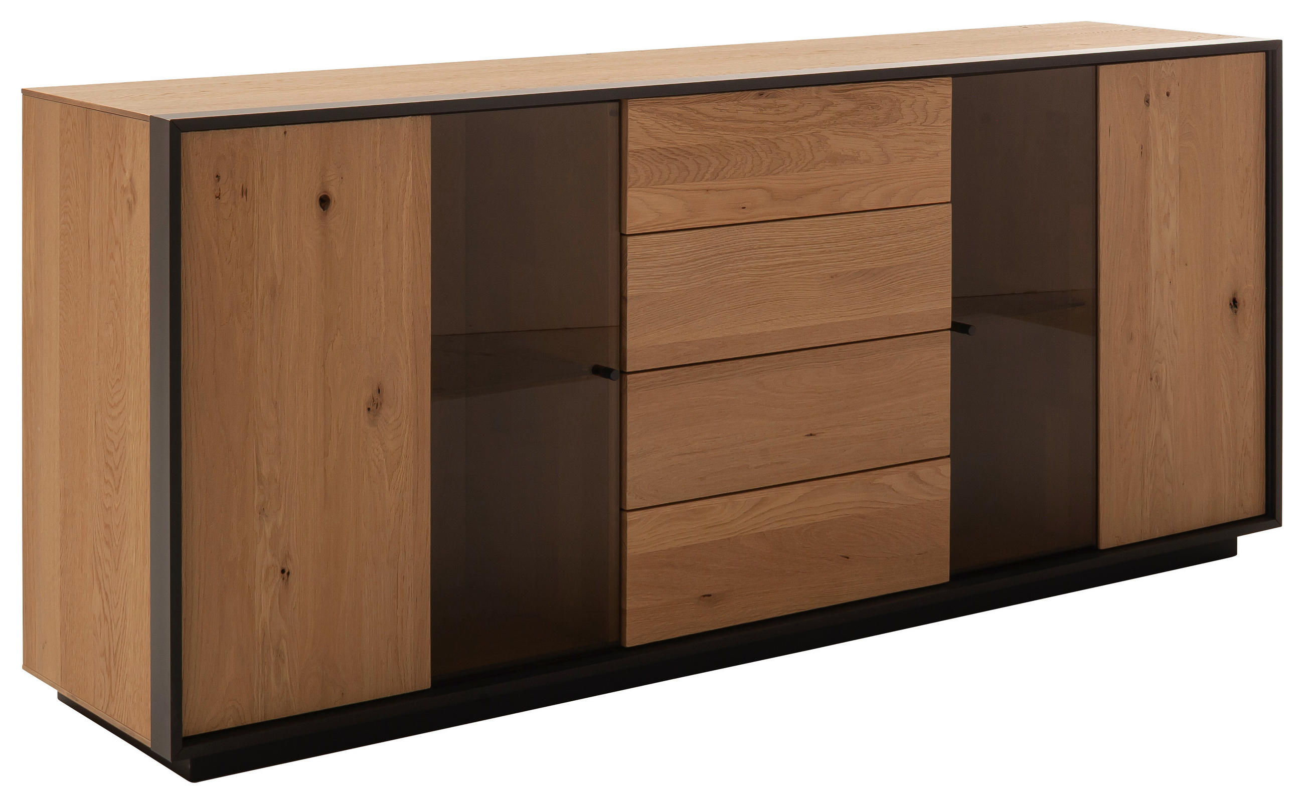 SIDEBOARD Eichefarben  192/82/45 cm  - Eichefarben/Anthrazit, Design, Glas/Holz (192/82/45cm) - Schöner Wohnen