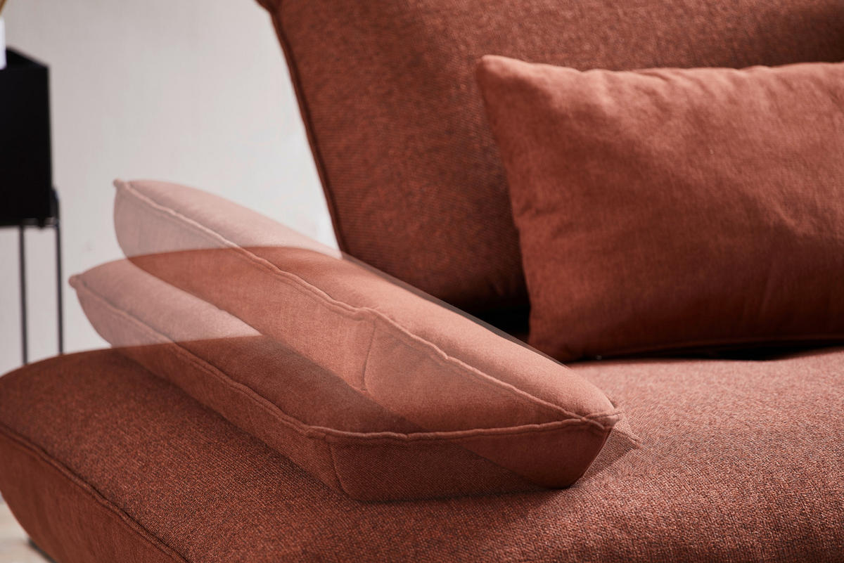 ECKSOFA Kupferfarben Flachgewebe  - Schwarz/Kupferfarben, Design, Textil/Metall (310/250cm) - Moderano