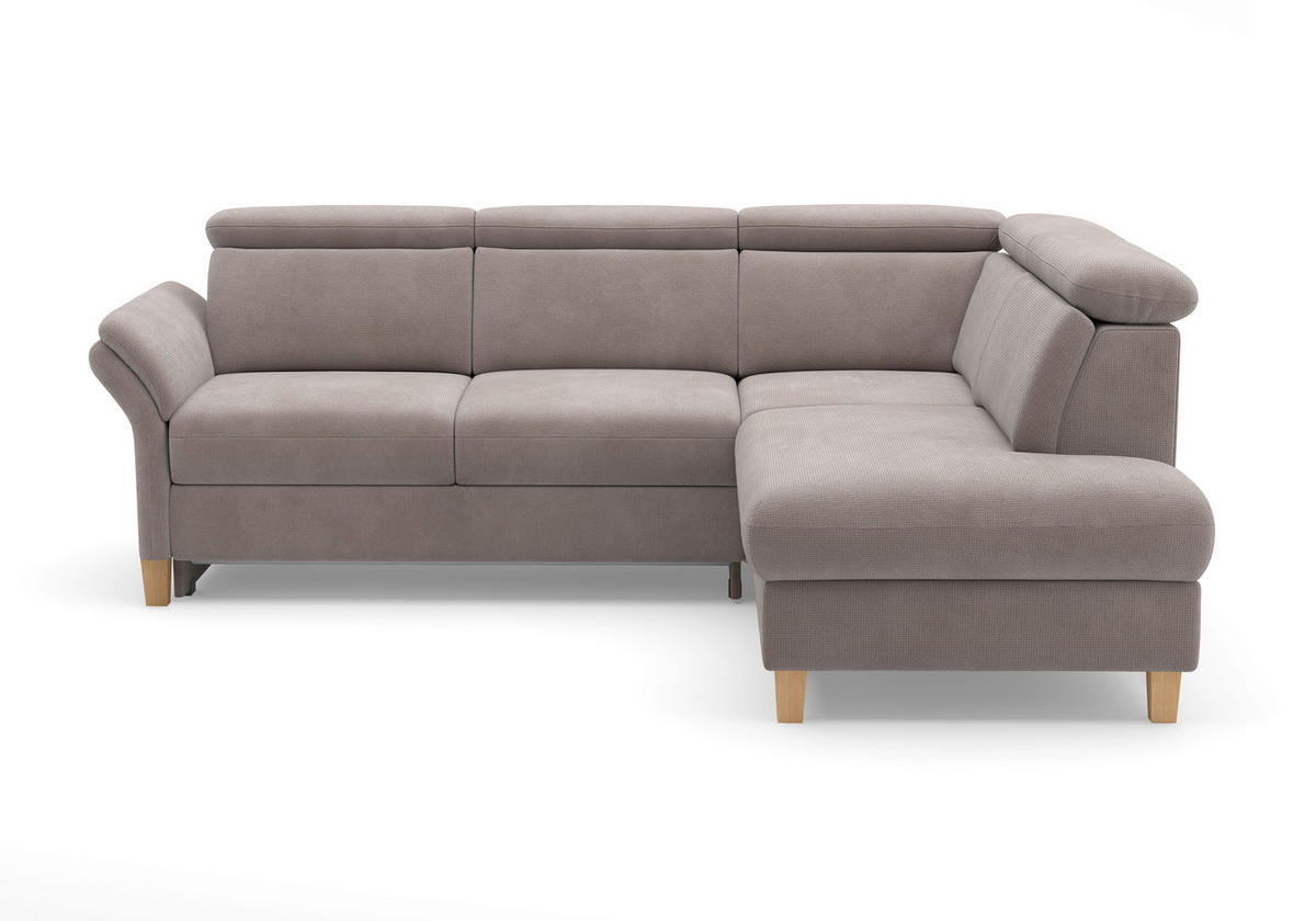 ECKSOFA GLENDALE E Taupe Flachgewebe  - Taupe/Eichefarben, KONVENTIONELL, Holz/Textil (247/193cm) - Sit & More