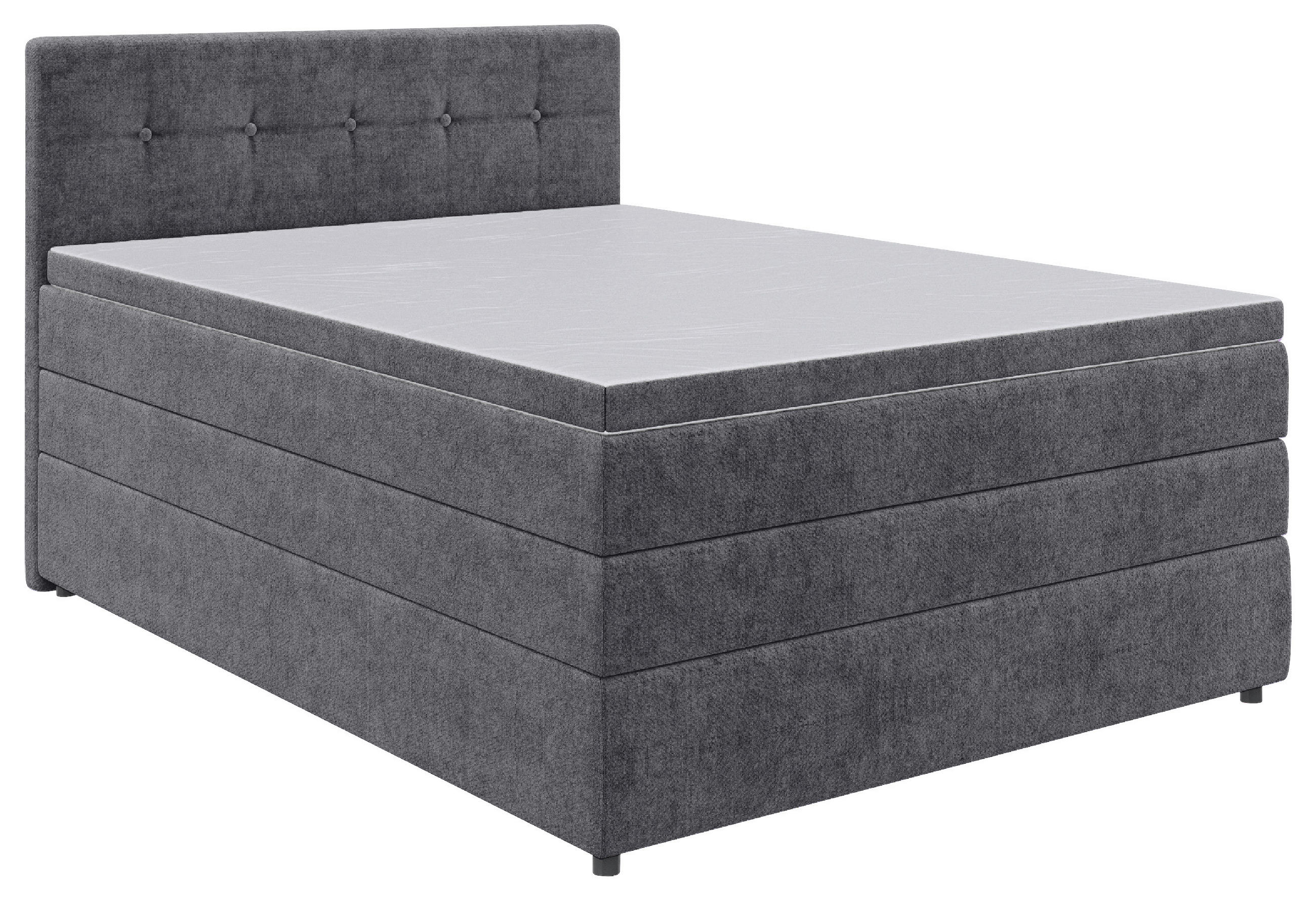 BOXSPRINGBETT 140/200 cm  in Grau  - Schwarz/Grau, KONVENTIONELL, Kunststoff/Textil (140/200cm) - Carryhome