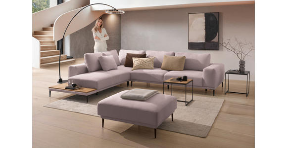 ECKSOFA  in Leinwand Altrosa  271/318 cm  - Schwarz/Altrosa, Design, Textil/Metall (271/318cm) - Belluti