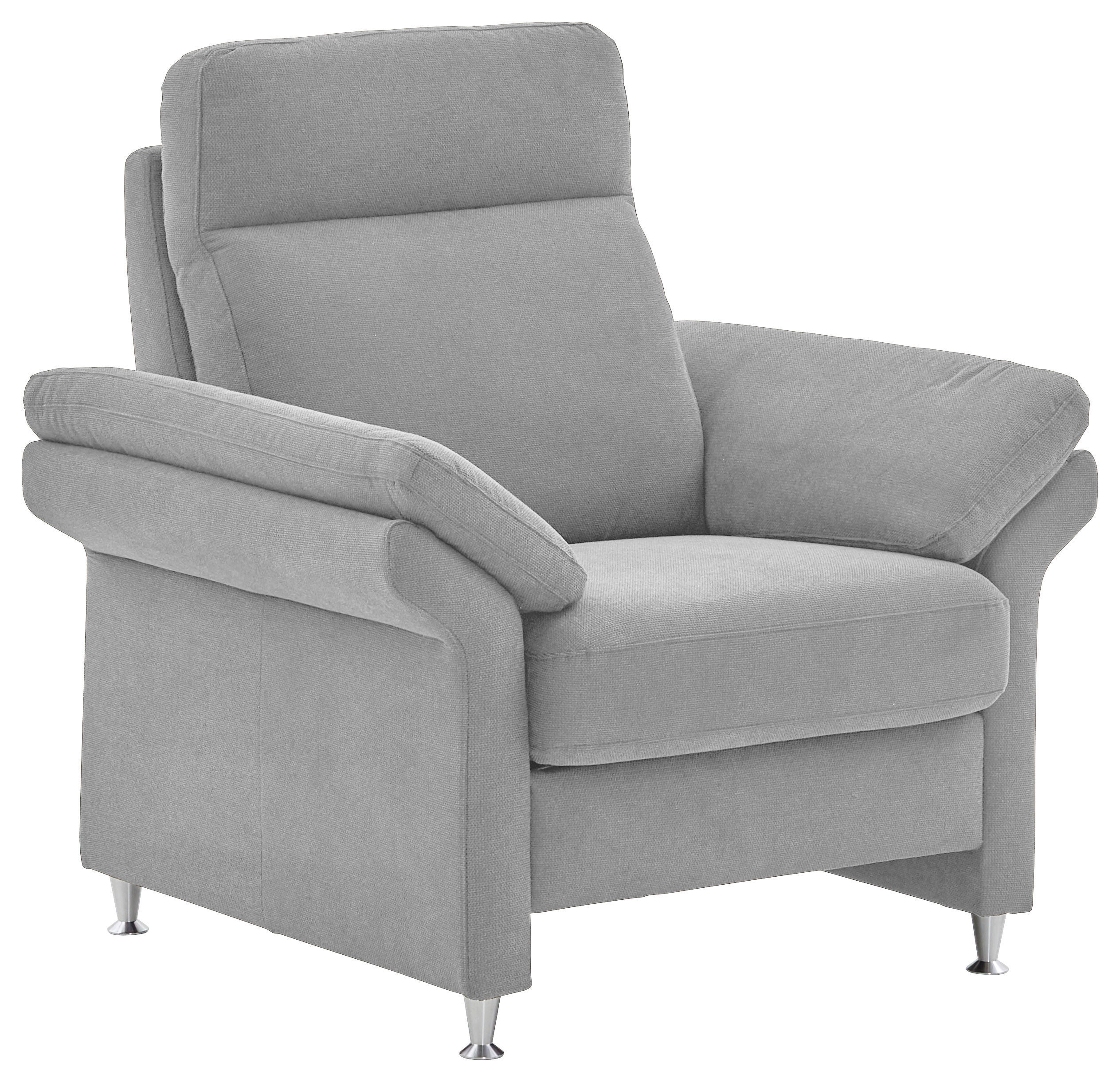 FERNSEHSESSEL Flachgewebe Hellgrau  - Hellgrau/Alufarben, MODERN, Textil/Metall (96/103/89cm) - Pure Home Comfort