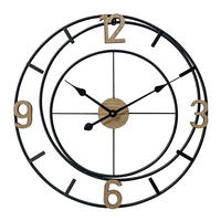 ZIDNI SAT  60 cm        - prirodna boja/crna, Dizajnerski, drvo/metal (60cm) - Ambia Home