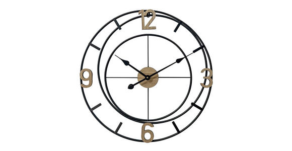 WANDUHR 60 cm - Schwarz/Naturfarben, Design, Holz/Holzwerkstoff (60cm) - Ambia Home