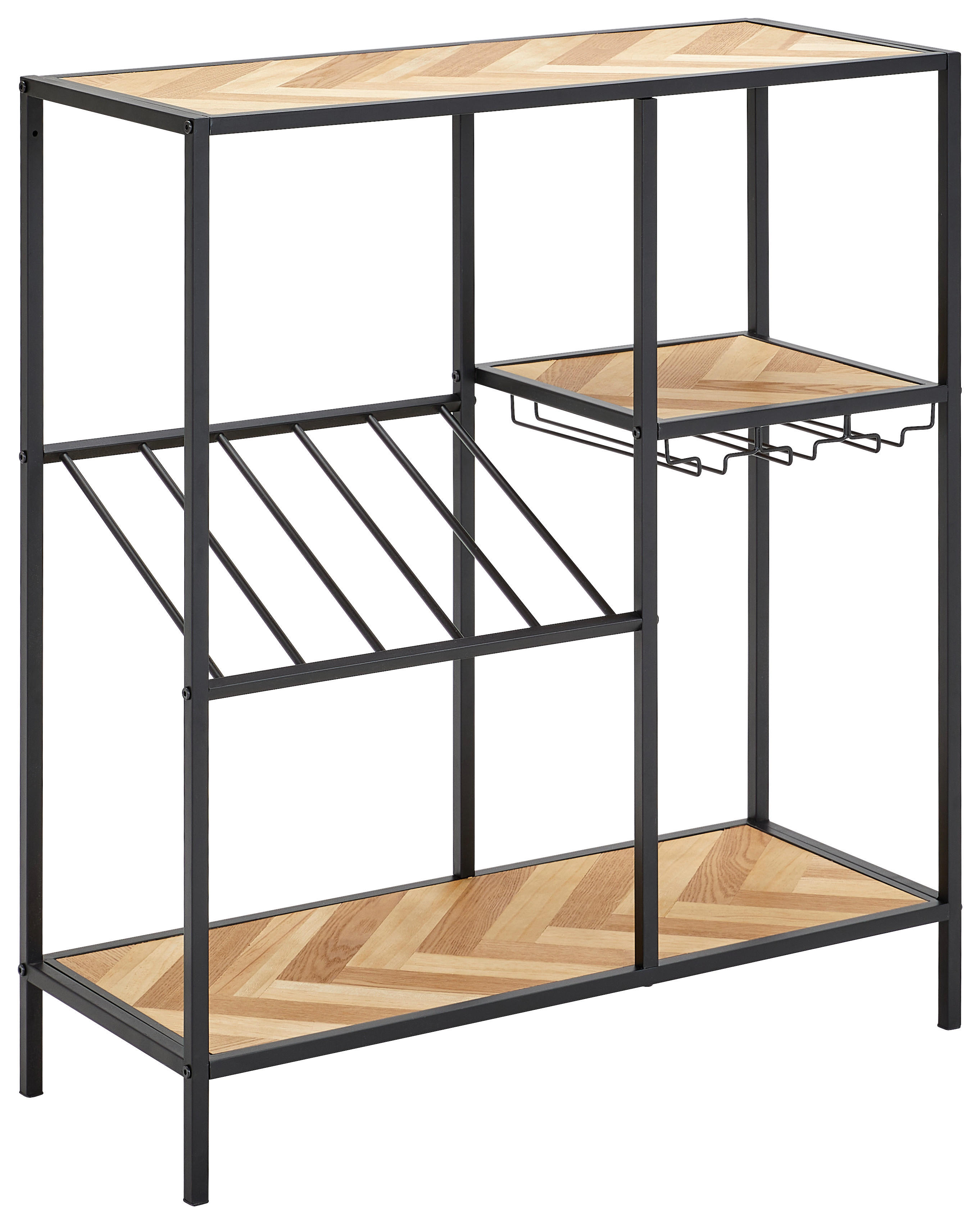 WEINREGAL   - Schwarz/Naturfarben, Design, Holz/Holzwerkstoff (80/90/32cm) - MID.YOU