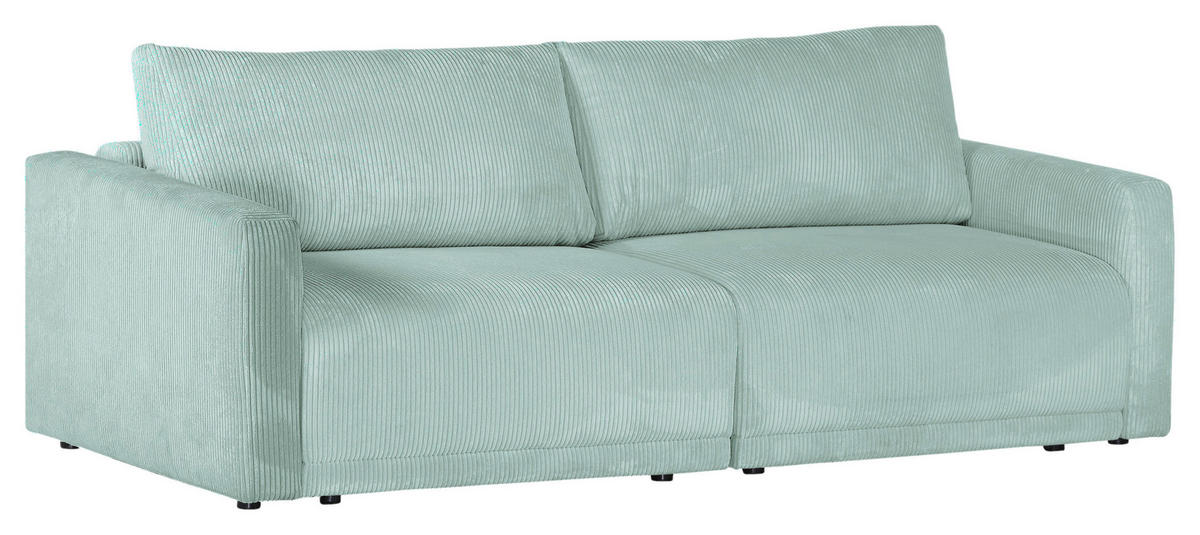 2,5-SITZER in Cord Hellblau  - Schwarz/Hellblau, Design, Kunststoff/Textil (240/70/125cm) - Xora