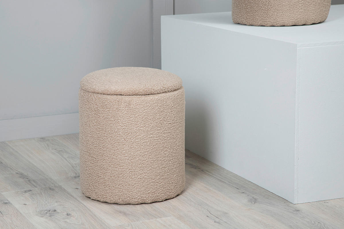 SITTPUFF i  - beige, Design, textil (32/40/32cm) - Livetastic