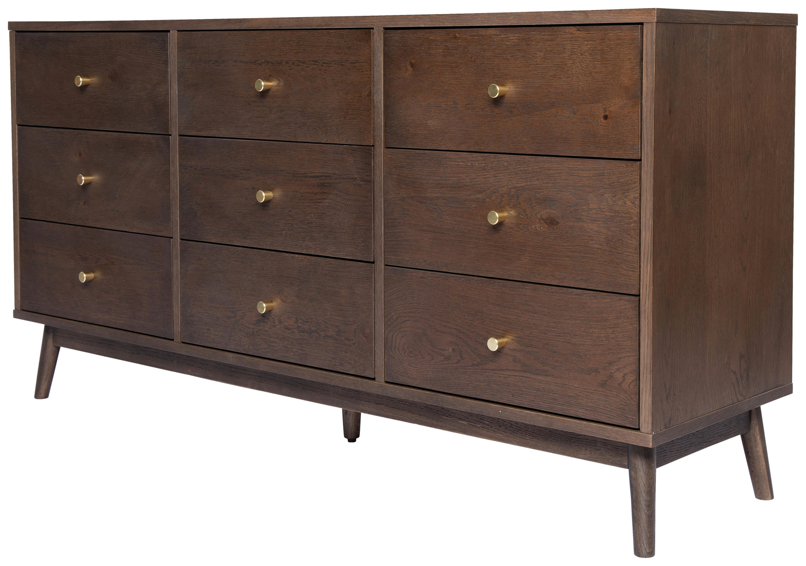 KOMMODE , 160/99/40 cm, 8 Schublade(n)  - Messingfarben/Walnussfarben, Design, Holz/Holzwerkstoff (160/99/40cm) - MID.YOU