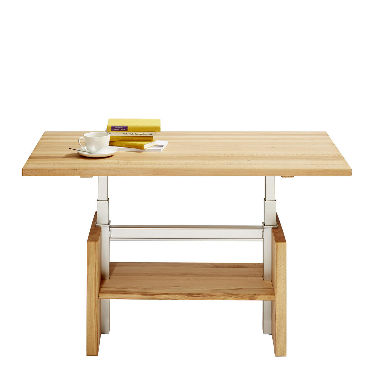 COUCHTISCH Kernbuche massiv 110/65/55-69 cm rechteckig Buchefarben  - Buchefarben, KONVENTIONELL, Holz/Metall (110/65/55-69cm) - Linea Natura
