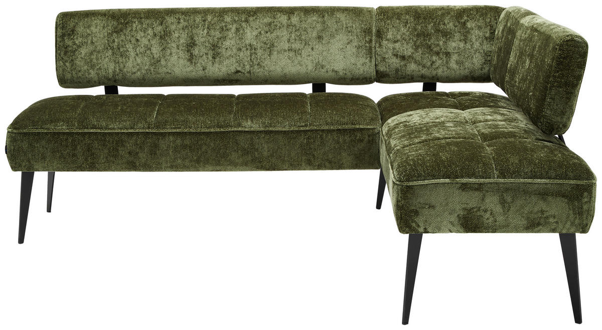 HÖRNBÄNK 212/162 cm  i olivgrön  - olivgrön/svart, Modern, metall/textil (212/162cm) - Welnova