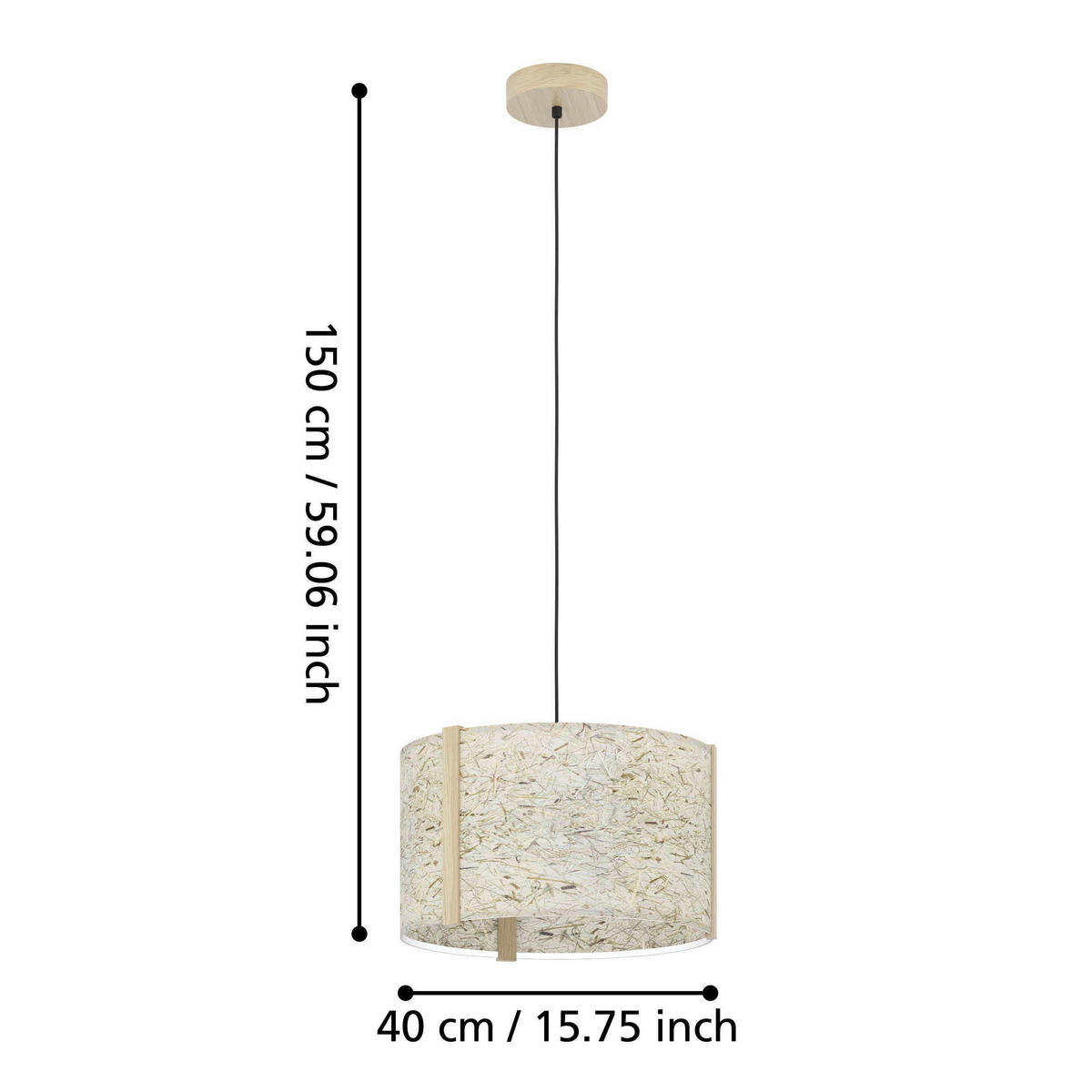 HÄNGELEUCHTE 40/150 cm  - Beige/Schwarz, Natur, Holz/Textil (40/150cm) - Eglo