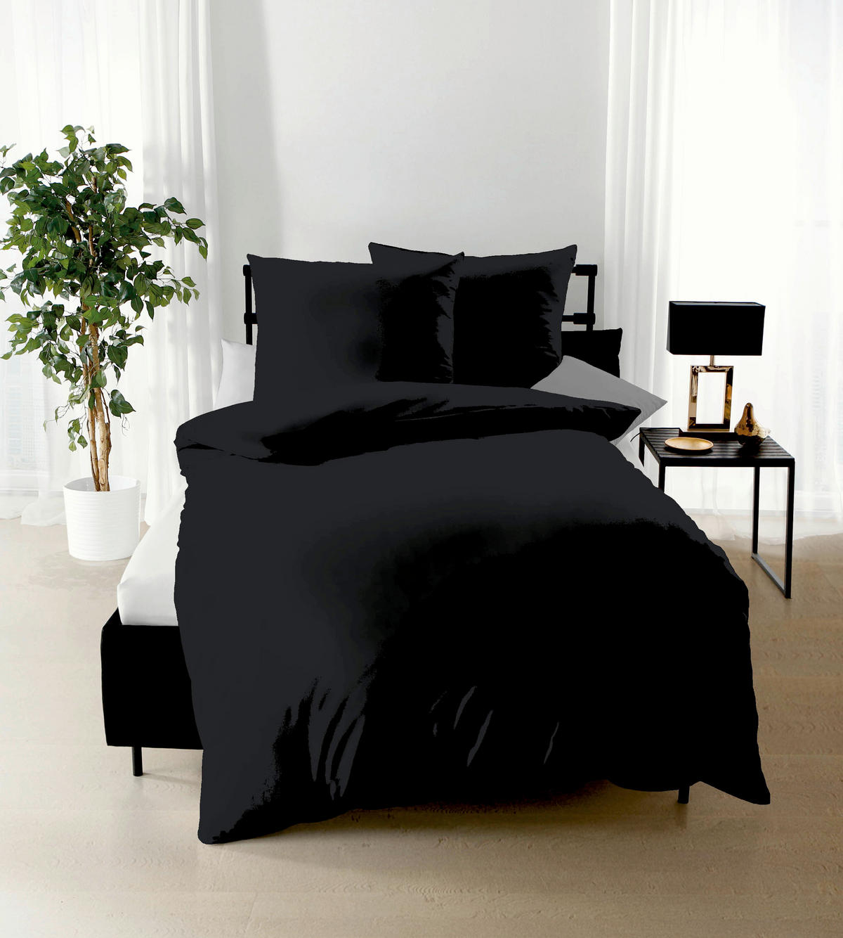POSTELJINA 140/200 cm  BLACK  - crna, Basics, tekstil (140/200cm) - Kaeppel