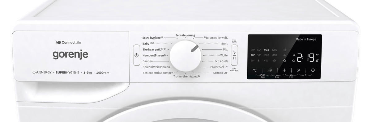 WASCHMASCHINE WPNEI94A1DTS   - Weiß, Basics, Glas/Kunststoff (60/85/54,5cm) - Gorenje