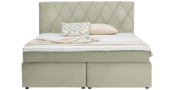 BOXSPRINGBETT 180/200 cm  in Creme  - Creme/Schwarz, Design, Kunststoff/Textil (180/200cm) - Xora