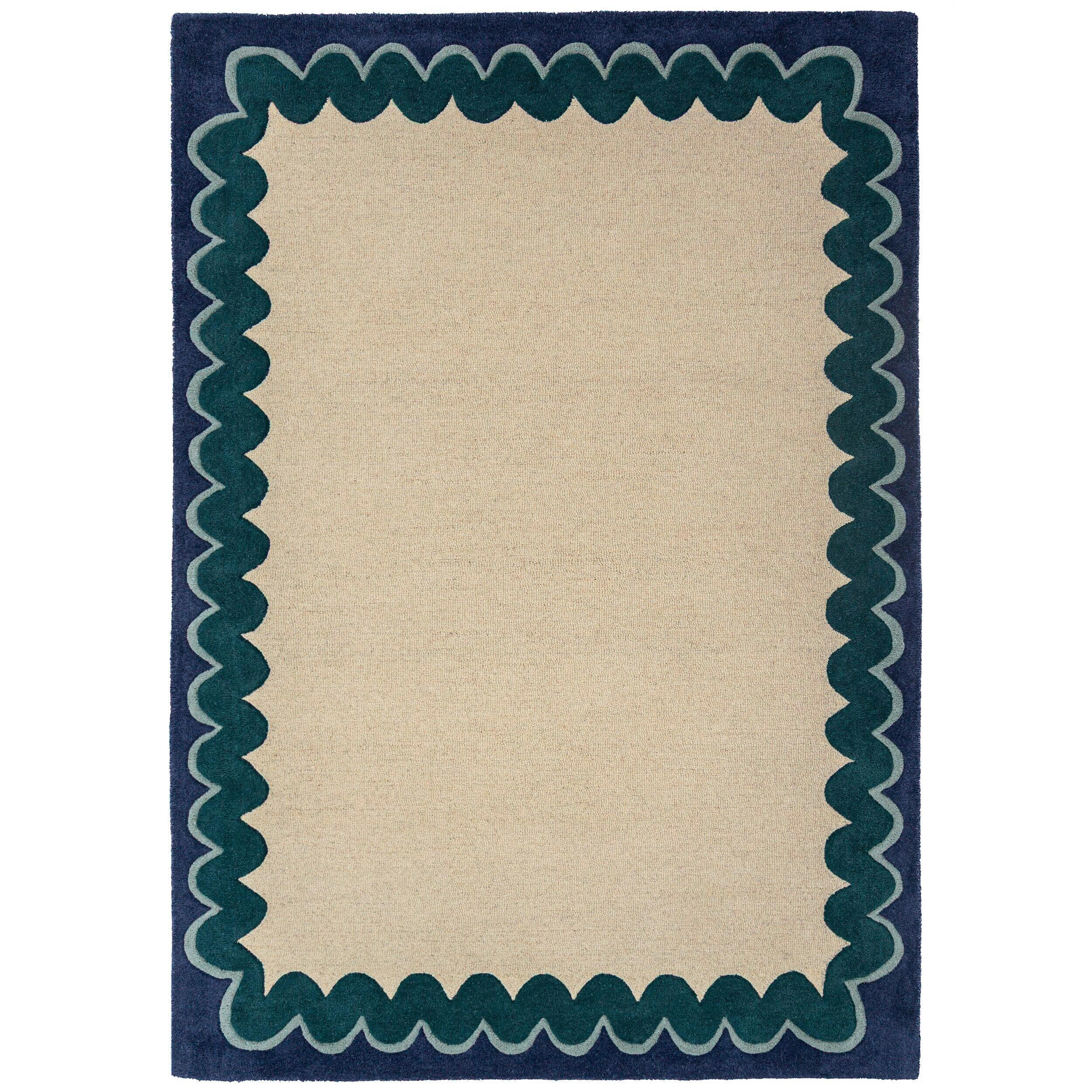 WOLLTEPPICH 200/290 cm Wiggle Petrol rechteckig  - Petrol, Basics, Textil (200/290cm) - Flair Rugs