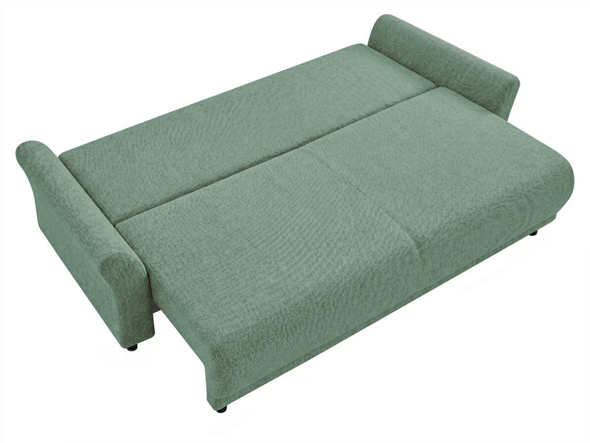 SCHLAFSOFA Flachgewebe, Struktur Grün  inkl. Zierkissen, Rückenkissen, Bettkasten, Schlaffunktion, Rücken echt  - Schwarz/Grün, Design, Textil (244/88/100cm) - P & B