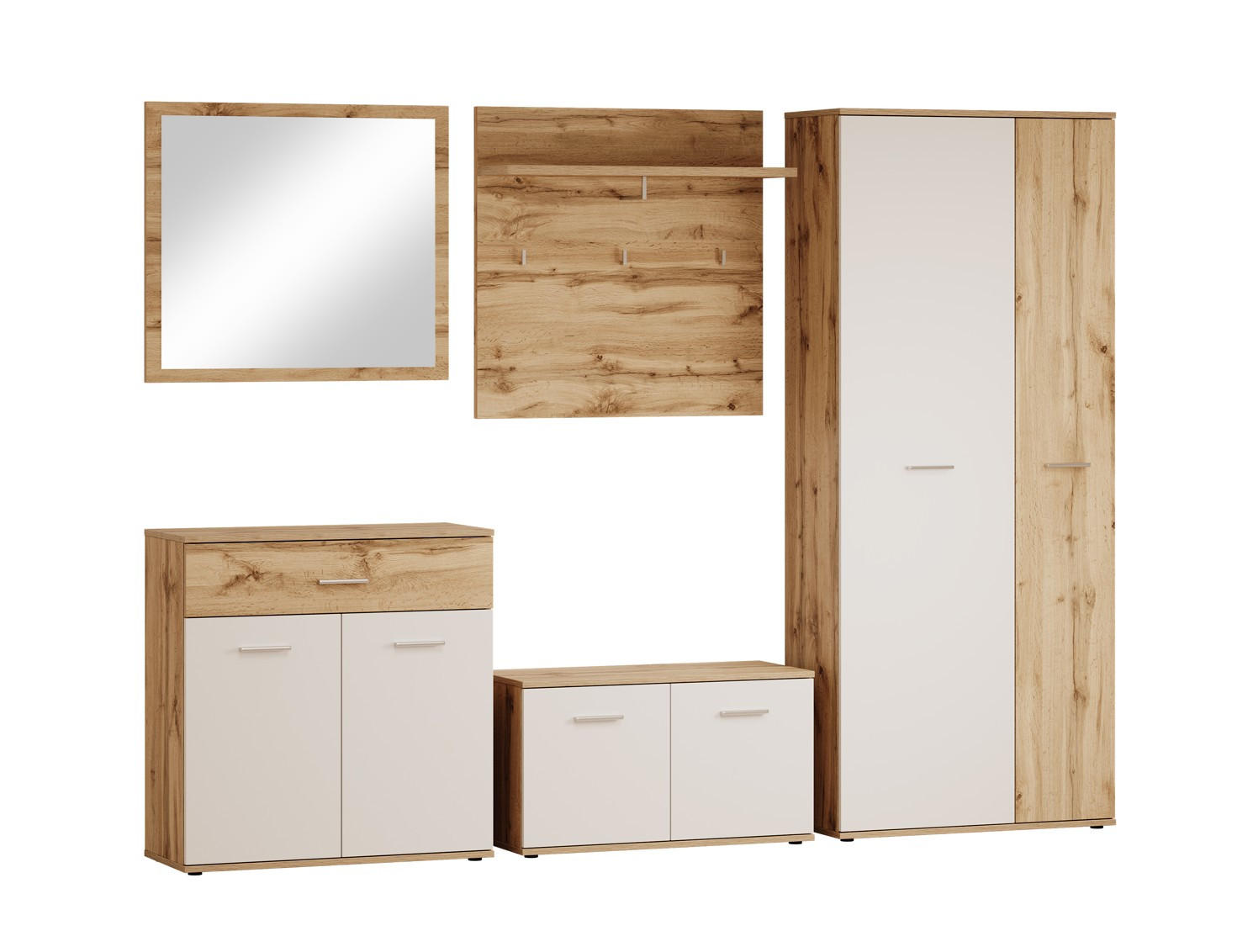 Garderobe Eva 5-teilig Weiß/eiche Artisan B: 260 Cm