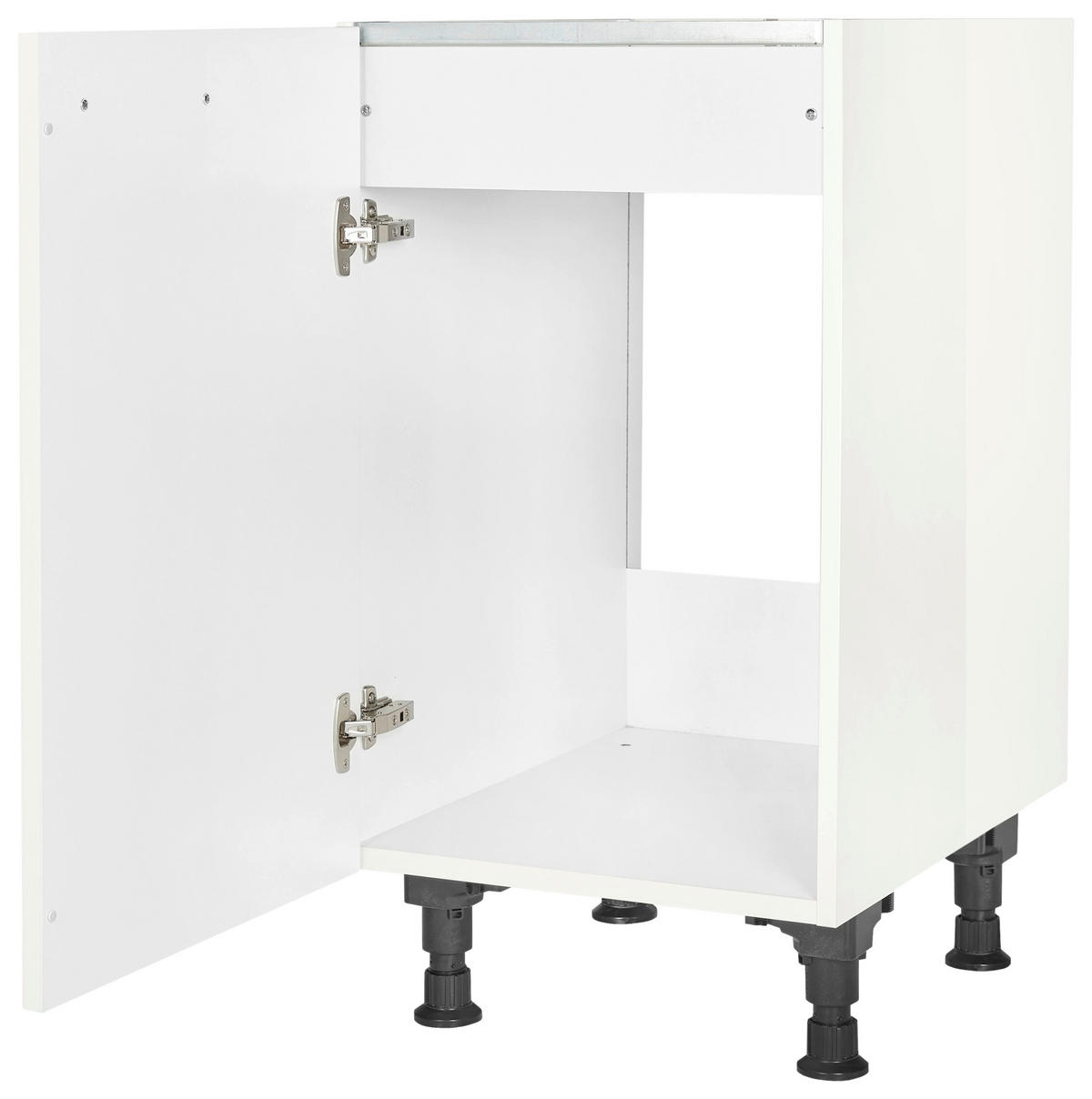 SPÜLENUNTERSCHRANK 45/87/56 cm  in Weiß Hochglanz  - Edelstahlfarben/Weiß Hochglanz, MODERN, Holzwerkstoff/Metall (45/87/56cm) - Nobilia