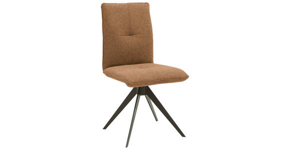 STUHL , Lederauswahl, Stoffauswahl, Typenauswahl, Gestellauswahl , Flachgewebe  - Cognac/Schwarz, Design, Textil/Metall (46/91/62cm) - Dieter Knoll