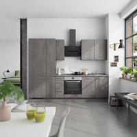 KÜCHENBLOCK Riva 270 cm  in Schieferfarben  - Schieferfarben/Edelstahlfarben, MODERN, Holzwerkstoff/Metall (270cm) - Nobilia