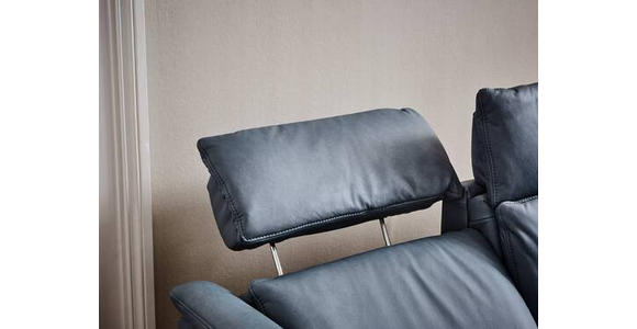 TRAPEZSOFA in Echtleder Graublau  - Graublau/Schwarz, KONVENTIONELL, Leder/Metall (221/103/95cm) - Dieter Knoll