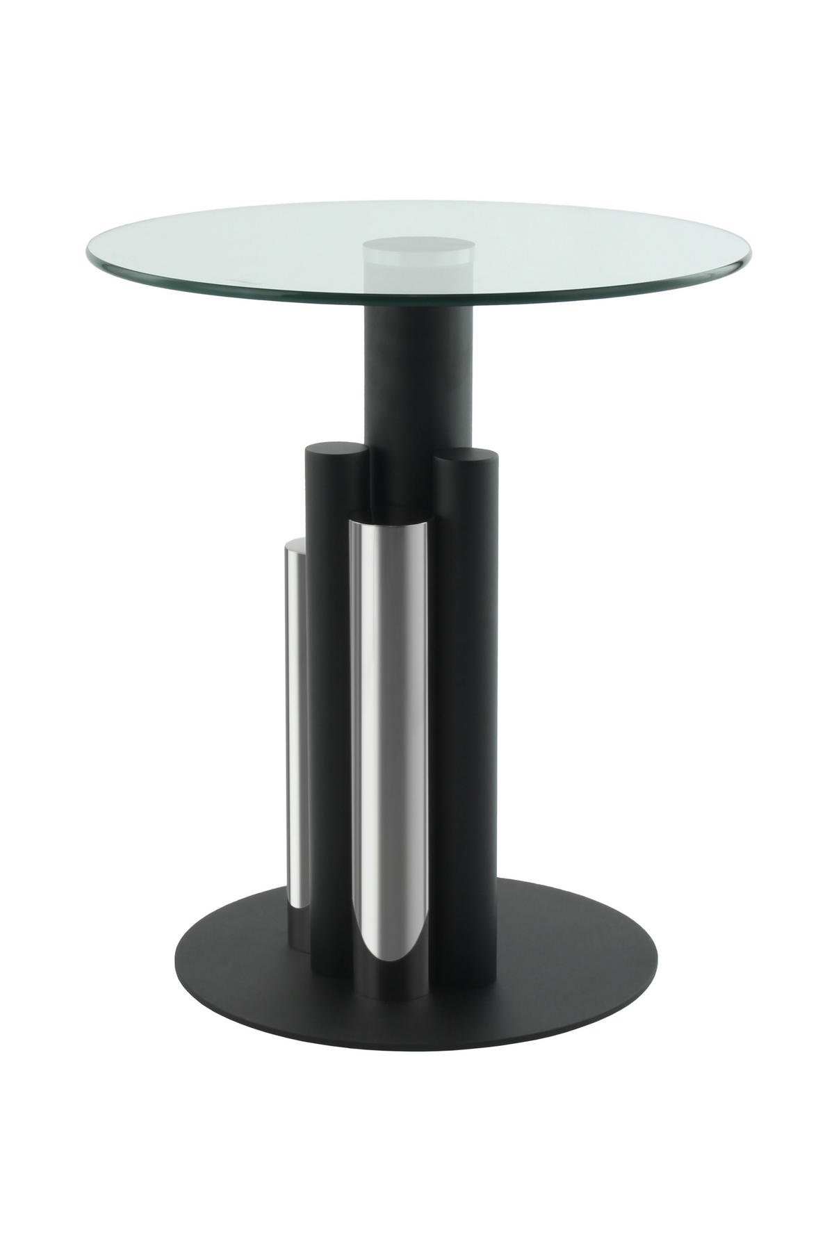 BEISTELLTISCH 46/46/52 cm Silberfarben rund  - Silberfarben, Design, Glas/Metall (46/46/52cm) - Kayoom