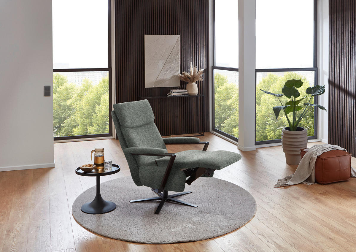 RELAXSESSEL in Textil Graublau  - Graublau/Schwarz, Design, Textil/Metall (68/117/85cm) - Cantus