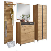 GARDEROBE 4-teilig  in 220/195/31 cm  - Eichefarben/Anthrazit, Design, Glas/Holz (220/195/31cm)