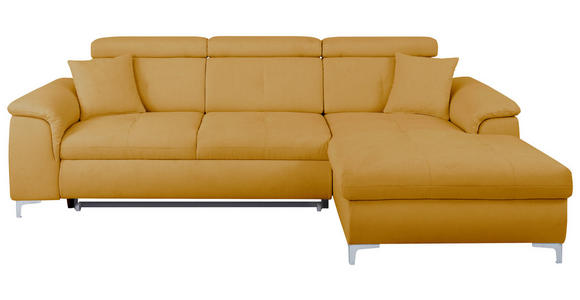 ECKSOFA in Flachgewebe Senfgelb  - Chromfarben/Senfgelb, KONVENTIONELL, Textil/Metall (268/175cm) - Carryhome