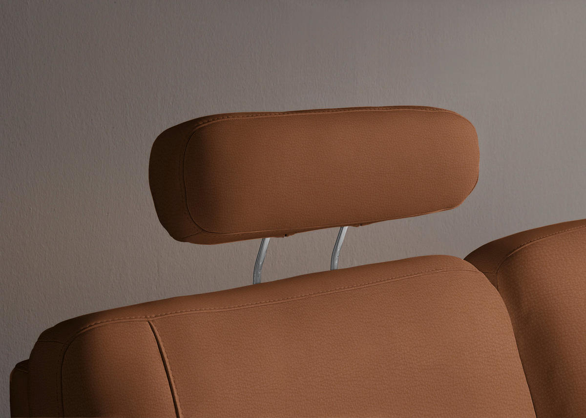 WOHNLANDSCHAFT Echtleder Cognac  - Cognac/Alufarben, Konventionell, Leder/Metall (165/329/239cm) - Beldomo Premium