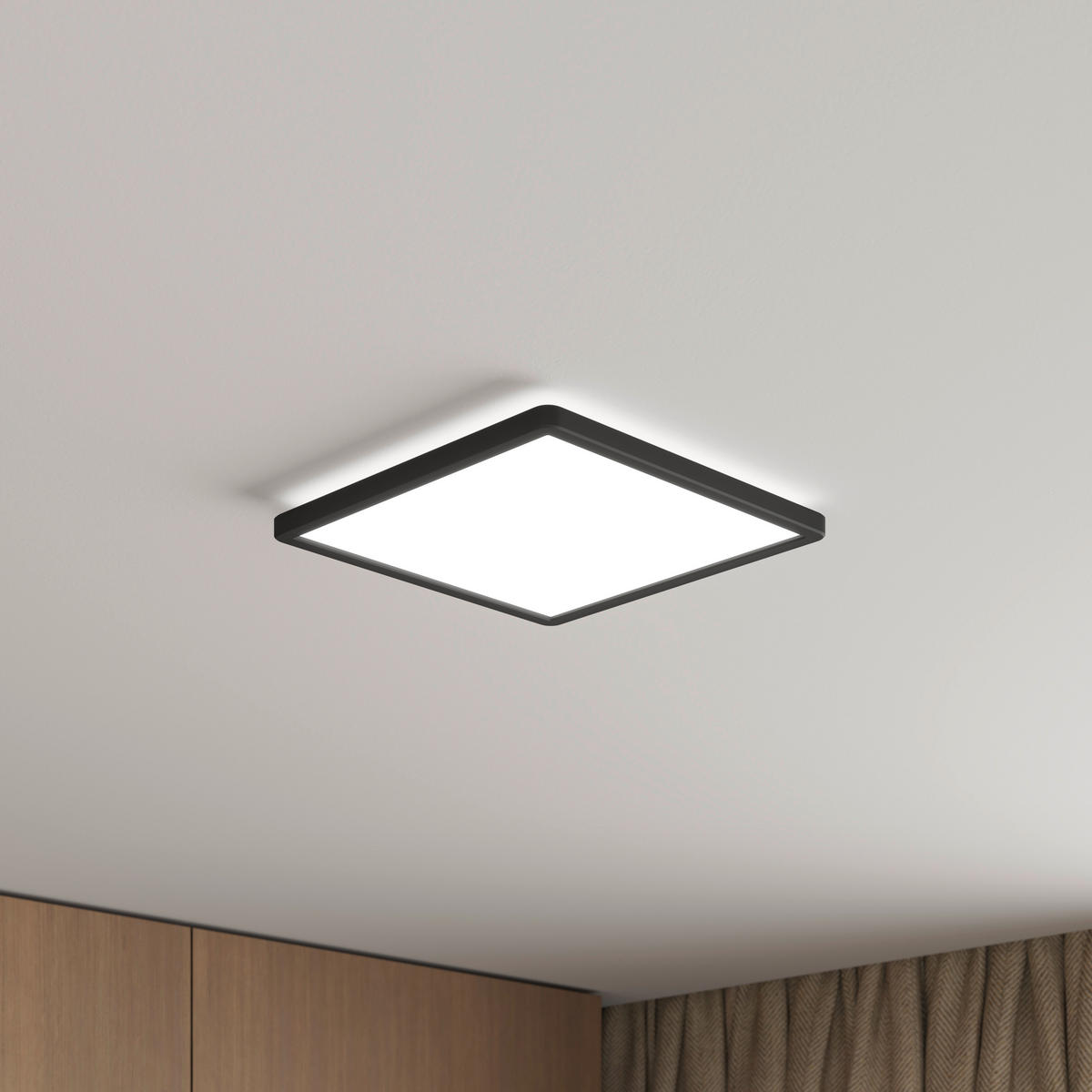 LED-DECKENLEUCHTE Giga 29,3/29,3/2,8 cm   - Schwarz, Basics, Kunststoff (29,3/29,3/2,8cm) - Novel