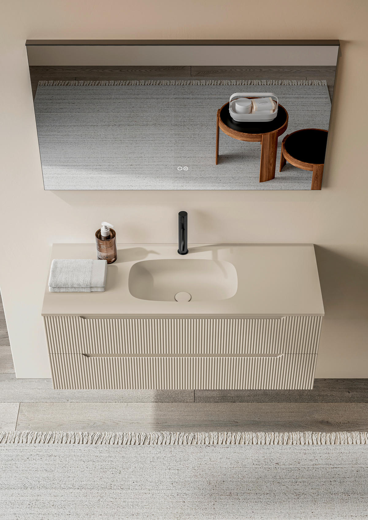 BADEZIMMER 3-teilig 100 cm  - Weiss/Seidengrau, Konventionell, Holzwerkstoff/Stein (100cm) - Belluti