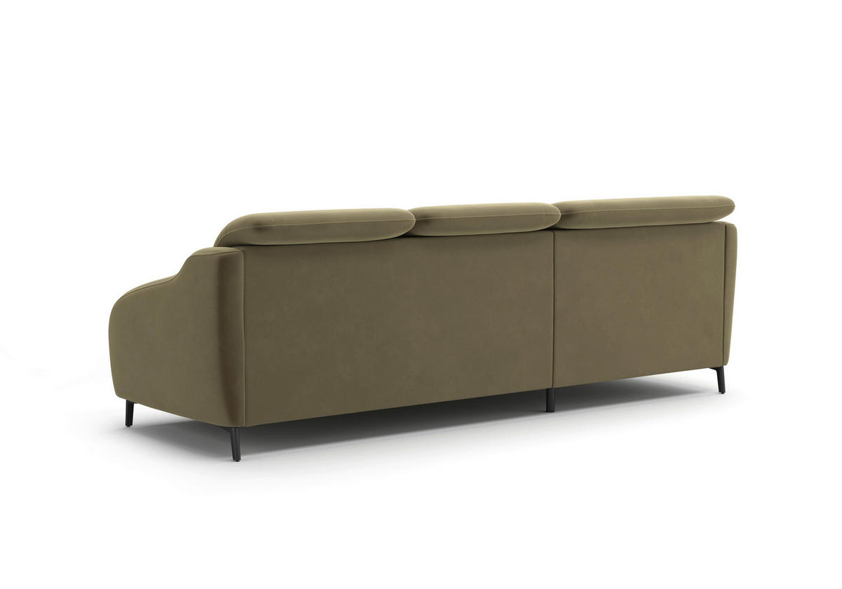 ECKSOFA BLUES V Olivgrün Samt  - Schwarz/Olivgrün, MODERN, Textil/Metall (191/271cm) - Sit & More
