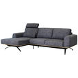 ECKSOFA in Struktur Graphitfarben  - Schwarz/Graphitfarben, Design, Textil/Metall (157/262cm) - Novel