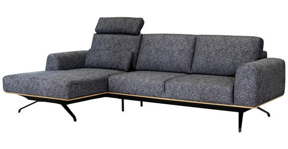 ECKSOFA in Struktur Graphitfarben  - Schwarz/Graphitfarben, Design, Textil/Metall (157/262cm) - Novel