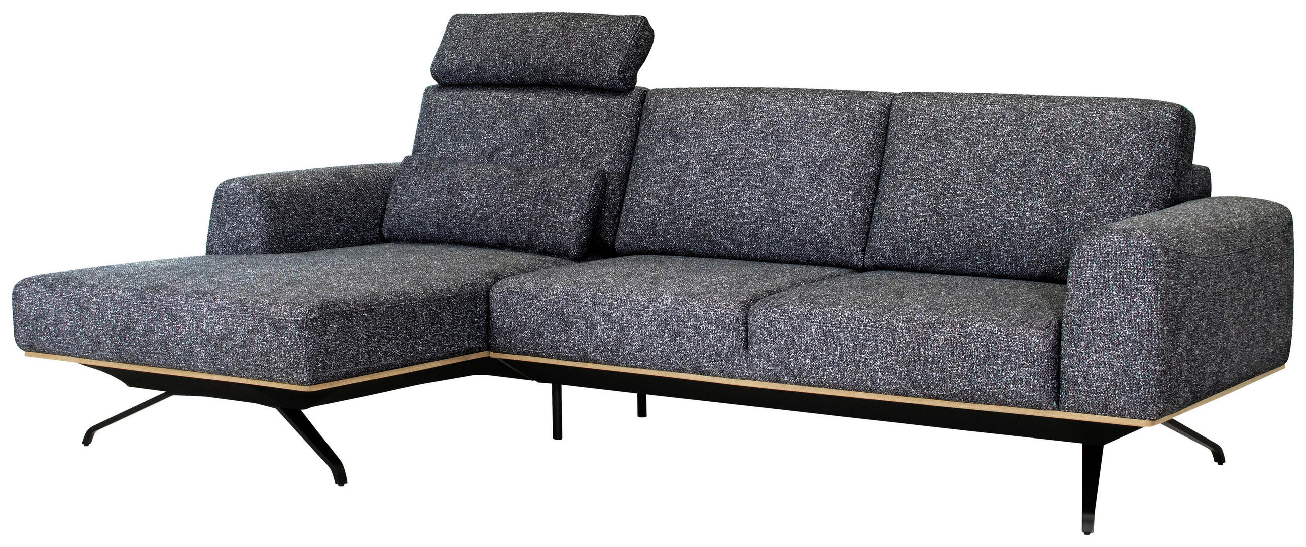 ECKSOFA Graphitfarben Struktur  - Schwarz/Graphitfarben, Design, Textil/Metall (157/262cm) - Novel