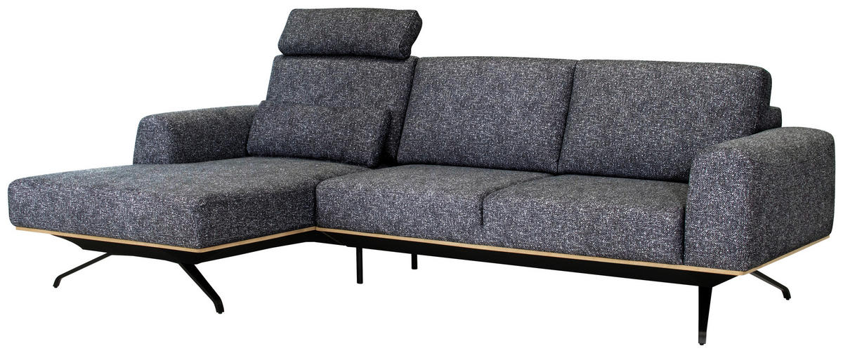 ECKSOFA in Struktur Graphitfarben  - Schwarz/Graphitfarben, Design, Textil/Metall (157/262cm) - Novel