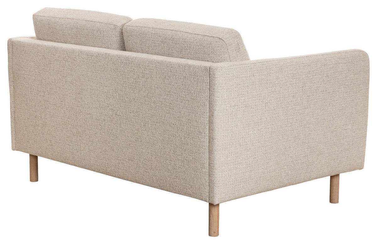 2-SITS SOFFA i trä, metall, textil ljusgrå  - ek Bianco/ljusgrå, Design, metall/trä (144/68/92cm) - Pure Home Comfort