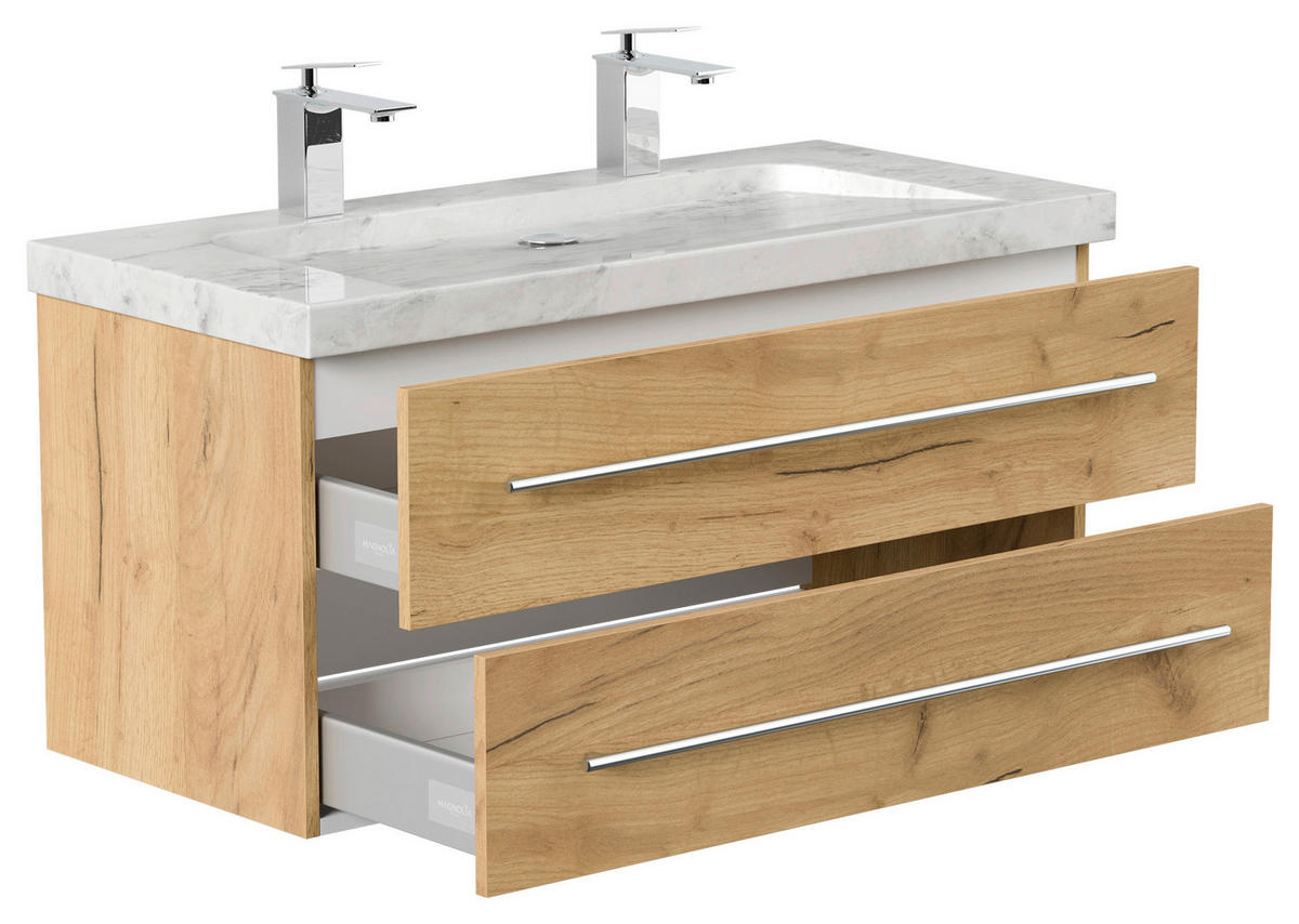 WASCHTISCHKOMBI 100 cm  - Eichefarben, Basics, Holzwerkstoff/Stein (100cm) - MID.YOU