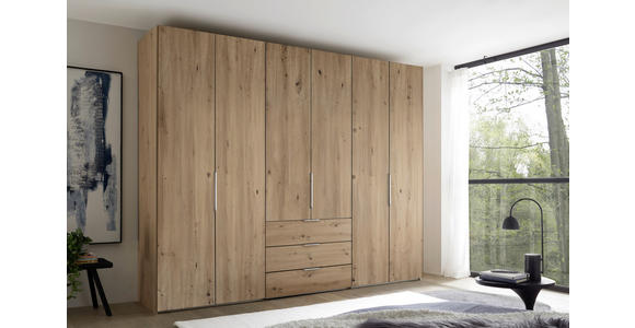 DREHTÜRENSCHRANK inkl. Zubehör 298/240/63 cm,  in Eiche Artisan, 6-türig  - Alufarben/Eiche Artisan, Design, Holzwerkstoff/Metall (298/240/63cm) - Dieter Knoll