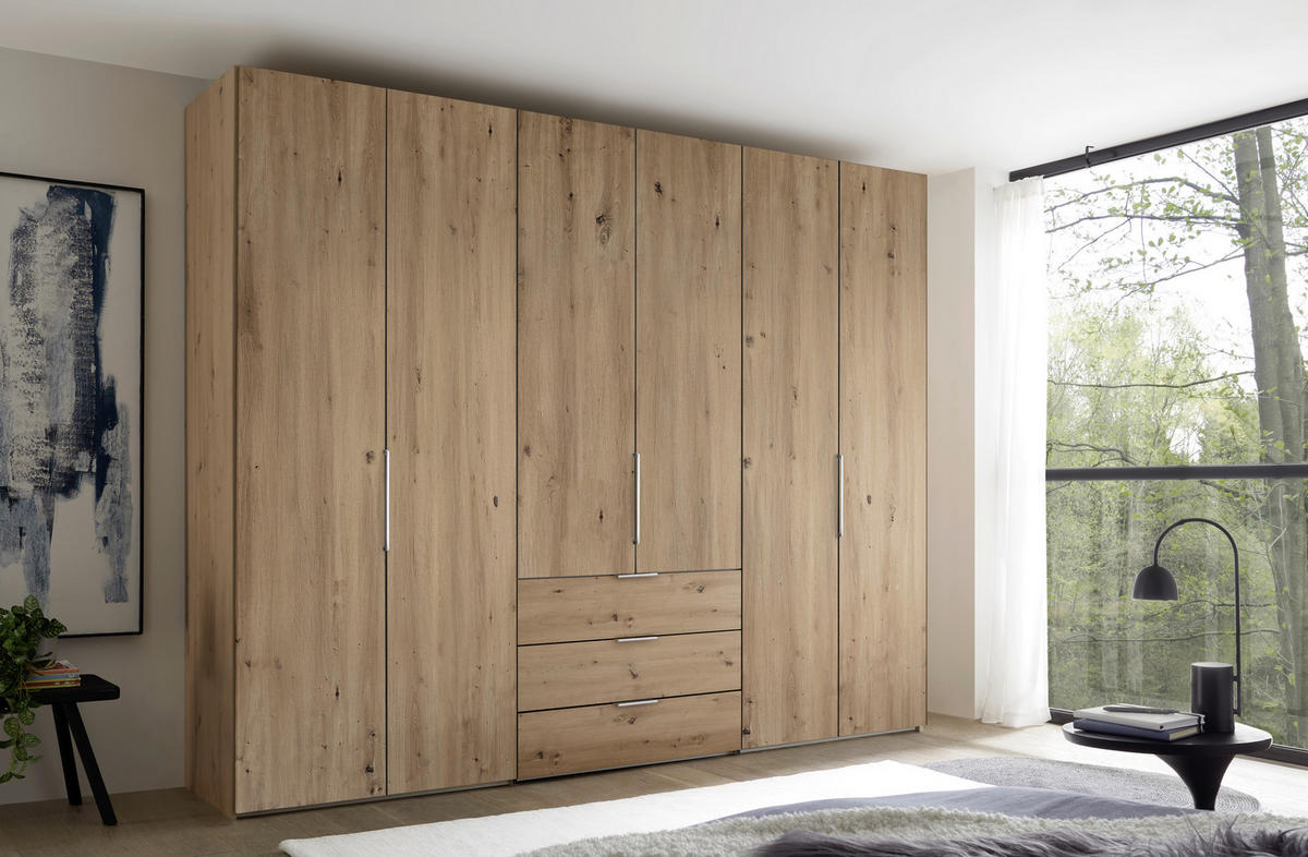 DREHTÜRENSCHRANK inkl. Zubehör 298/222/63 cm,  in Eiche Artisan, 6-türig  - Alufarben/Eiche Artisan, Design, Holzwerkstoff/Metall (298/222/63cm) - Dieter Knoll