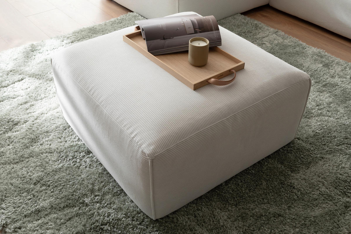 HOCKER Cord Weiß  - Schwarz/Weiß, Design, Kunststoff/Textil (80/71/80cm) - Pure Home Lifestyle