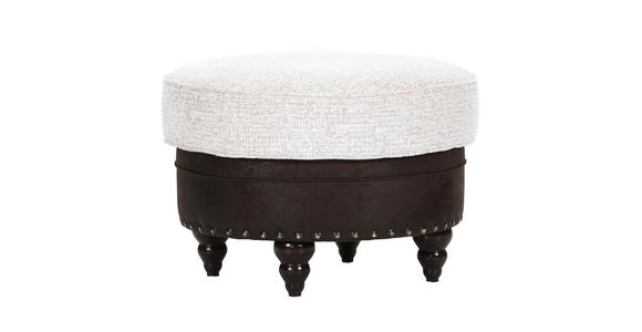 HOCKER Chenille, Lederlook, Mikrofaser Dunkelbraun, Beige  - Dunkelbraun/Beige, ROMANTIK / LANDHAUS, Holz/Textil (75/50/75cm) - Landscape