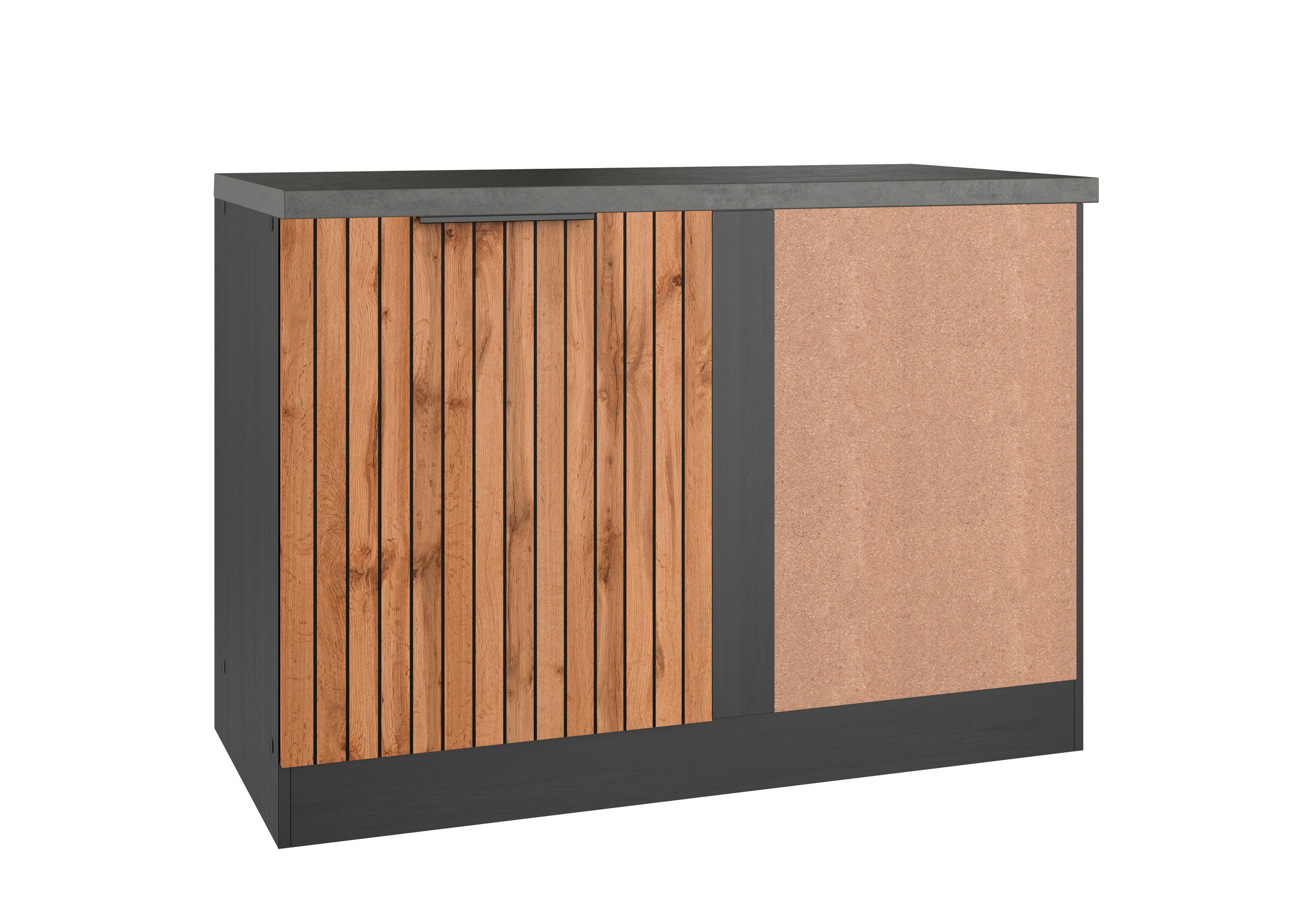 ECKUNTERSCHRANK 120/86/60 cm  - Schieferfarben/Eiche Wotan, Basics, Holzwerkstoff/Metall (120/86/60cm) - Held