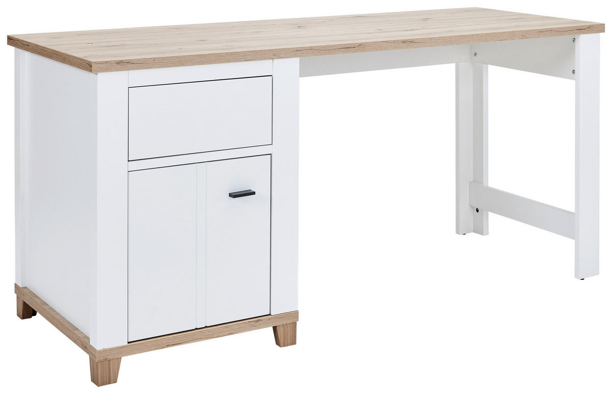 SCHREIBTISCH 160/65/80 cm  in Weiß, Eiche Artisan  - Graphitfarben/Weiß, KONVENTIONELL, Holzwerkstoff/Kunststoff (160/65/80cm) - Hom`in