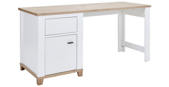 SCHREIBTISCH 160/65/80 cm in Weiß, Eiche Artisan - Graphitfarben/Weiß, KONVENTIONELL, Holzwerkstoff/Kunststoff (160/65/80cm) - Hom`in