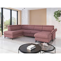 WOHNLANDSCHAFT GLENDALE E in Chenille Aubergine  - Aubergine/Schwarz, KONVENTIONELL, Textil/Metall (193/321/166cm) - Sit & More