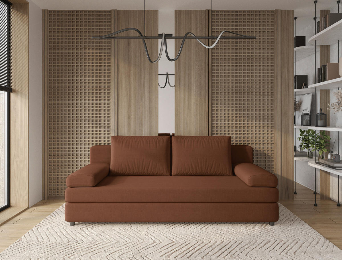 CANAPEA EXTENSIBILĂ textil maro  - maro/negru, Design, plastic/textil (200/88/87cm) - Ti'me